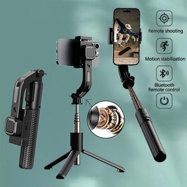 C06H Bluetooth Handheld Gimbal Stabilizer Mobile Phone Selfie Stick Aluminum Alloy Adjustable Tripod for Smartphone Live Foldable Metal