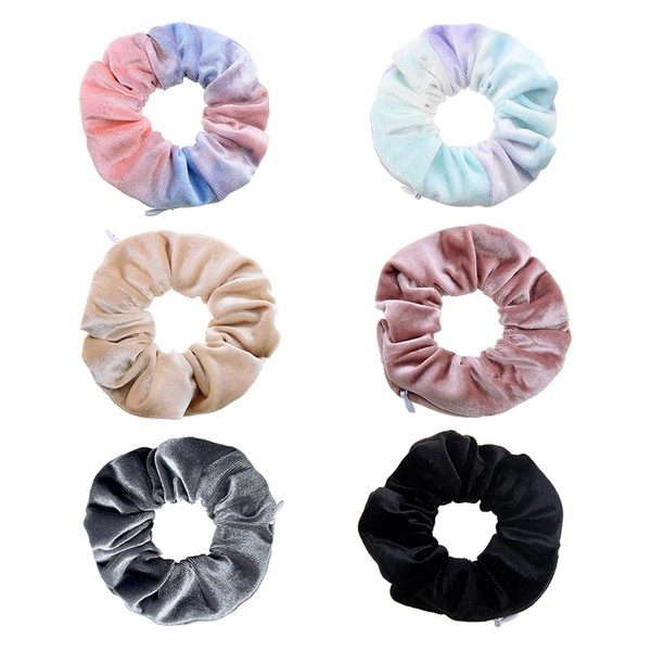 Ximimark 6 PCS Zipper Scrunchie Safe Stash Hair Bun Ties