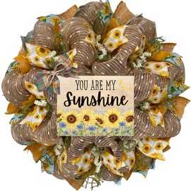 You Are My Sunshine Or Personalization Wreath Handmade Deco Mesh High Quality Available in 24 inch and 28 inch diameters