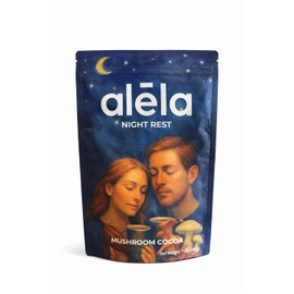 ALELA Night Rest Cocoa de Hongos para Relajación Nocturna Mezcla Funcional con Reishi, Chaga, Melena de León, Cordyceps y Colágeno Bebida de Cocoa para Descanso y Bienestar 200 g