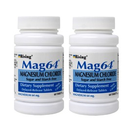 Rising Mag64 Magnesium Chloride Dietary Supplement Delayed-Release Tablets 64 mg, 60 Tablets (Pack of 2)