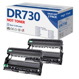 2 Pack DR730 (Not Toner) Compatible Drum Unit Replacement for Brother DR-730 DR760 760 for HL-L2350DW HL-L2370DW HL-L2395DW HL-L2325DW MFC-L2750DW MFC-L2710DW L2690DW Printer