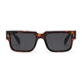 Long Keeper Retro Chunky Sunglasses Thick Frame for Women Men Trendy Rectangular Black Shades Sun Glasses UV400 Protection (Leopard Black)