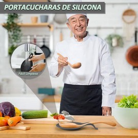 Soporte de Cuchara de Cocina Resistente Al Calor, Cocina Reposapiés de Silicona, Porta Cucharas de Cocina, Porta Cucharas, Soporte para Cucharas de Cocina, Reposa Cucharas de Cocina