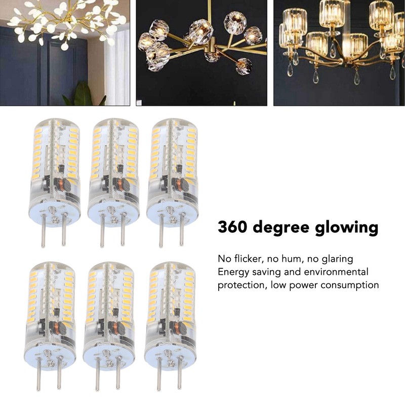 6Pcs GY6.35 LED Bulbs 5W AC 12V Warm White 2700
