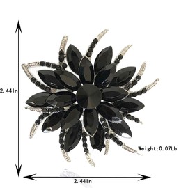 Brooches for Women with Crystal,Big Flowers Brooch Pins,Vintage Brooch Gifts for Mother's Day/Daily/Birthday, Black