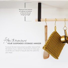 KEYAIIRA - Hanging Under-Cabinet Multipurpose Rack Storage Rail, Under-shelf Storage, utensil, pot & pan suspended leather storage Hanger cup hook