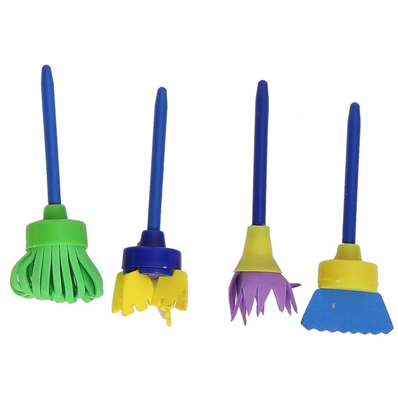 25Pcs Sponge Paint Brush Set Stamp Palette Kit Kids Graffiti