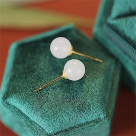 Stocking Stuffers Holiday Outfits for Women 2024 Jade Earrings for Women Good Luck Earrings Ball Earrings Christmas Earring Jade Jewelry Gift for Women Girls