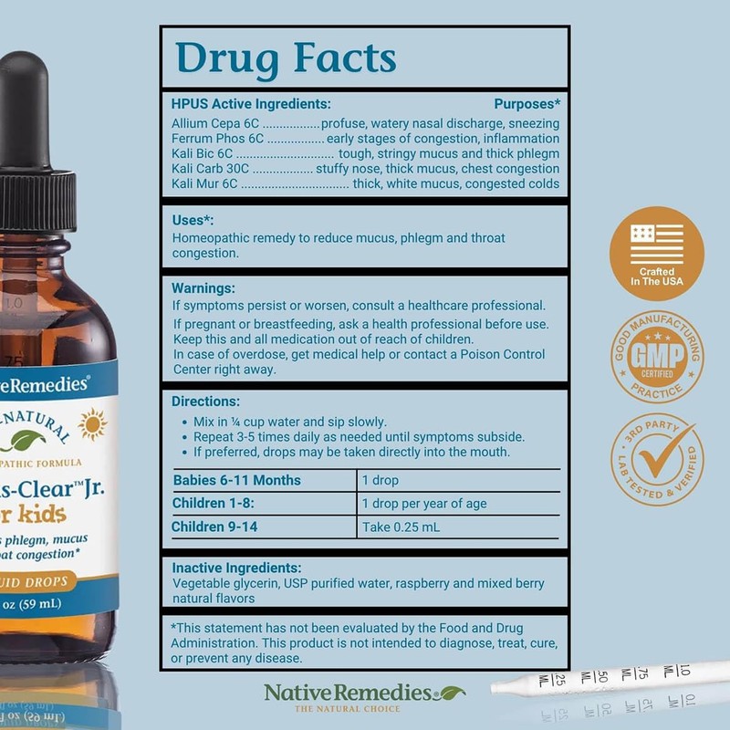 Native Remedies Mucus-Clear Jr. - Temporarily Relieves Common Cold Symptoms