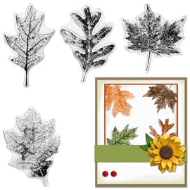 ABTOLS 4pcs Leaves Clear Stamps for Card Making, Maple Clear Rubber Stamps Fall Leaves Silicone Reusable Stamp for DIY Scrapbooking Paper Craft Album Decor