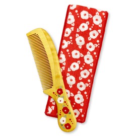 (Styleneo) Wooden Satsuma Tsuzuma Comb, Made in Japan, Natural Squeezing, 100% Camellia Oil, Beard Comb, Made in Japan (red, 1.4 x 6.1 inches (3.5 x 15.5 cm)