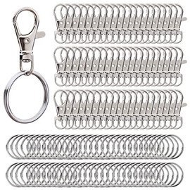 Hapeper Metal Swivel Snap Hooks with Split Key Rings Keychain for Lanyards Jewelry Findings (60 Pieces)