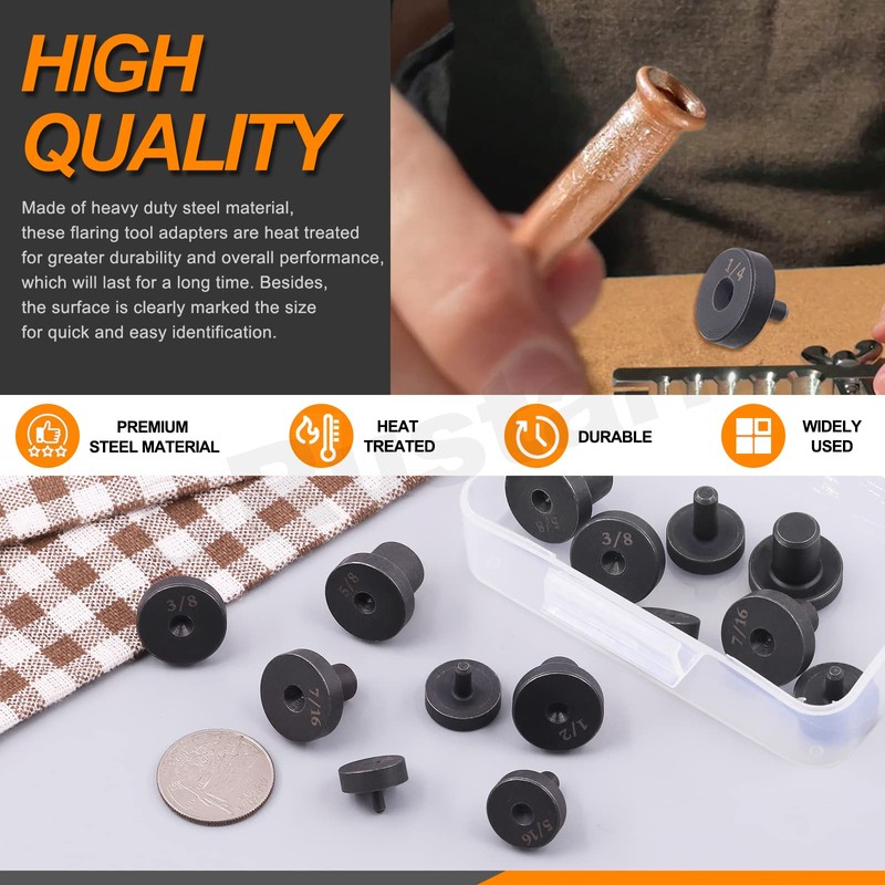 Rustark 14Pcs Double Flares Adapters Tool Kit Replacement Head Fit