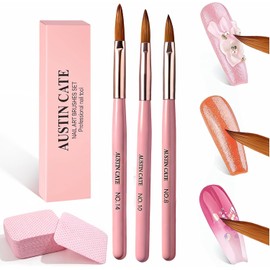 Set de Pinceles para Uñas Acrílicas Profesional, 4 Piezas con Paños de Limpieza, Pinceles para Manicura, Pintura de Uñas, Arte en Uñas, Ideal para Salón y Uso Doméstico
