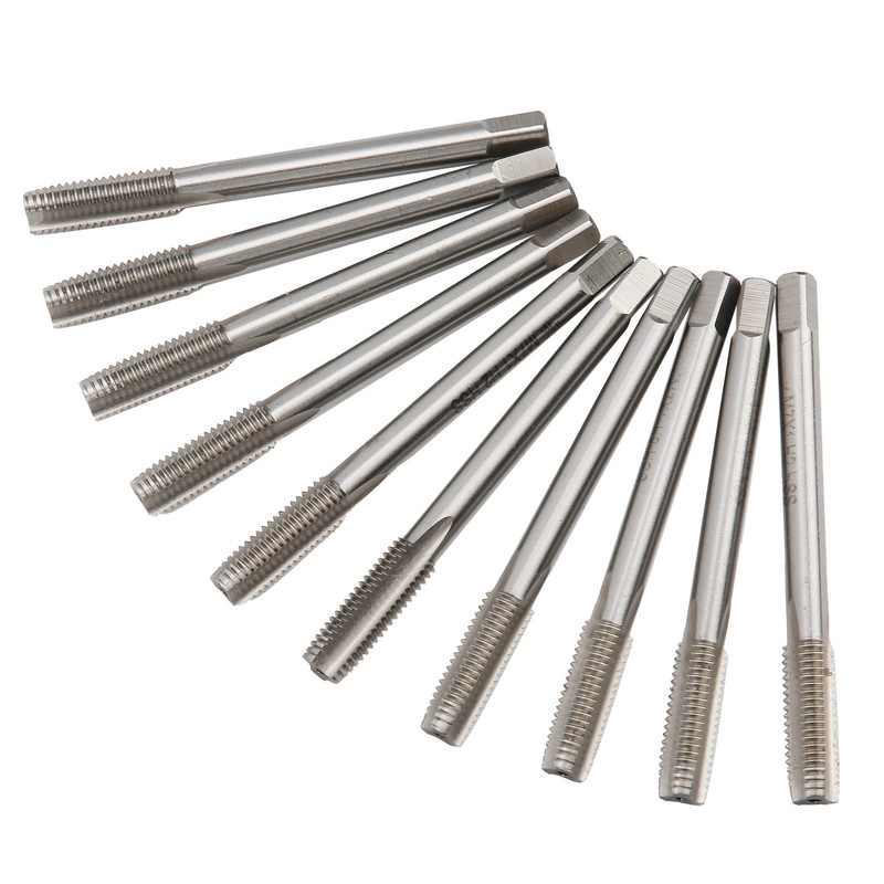 10pcs Thread Tap Set Straight Flute HighSpeed Steel Machine Tap