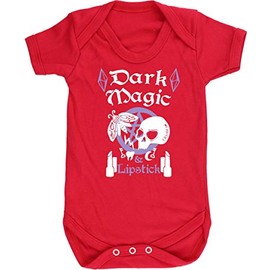 Hippowarehouse Dark Magic & Lipstick Witch Pastel Goth Baby Vest Bodysuit (Short Sleeve) Boys Girls Red