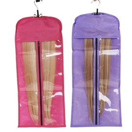 PARXITN Hair Extensions Hanger with Storage Bag, Pack of 2, Rose Purple Hairpieces, Storage Holder, Wigs, Carrier Case for Store Style Hair