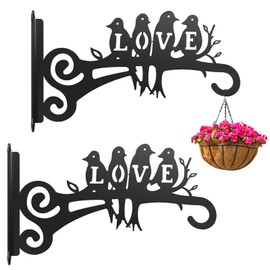 RANRTI 2-Pack Aesthetic Plant Hangers Outdoor and Indoor – 10 Inch Metal Hanging Plant Bracket with Beautiful Bird Pattern – Anti Rust Plant Hooks for Hanging Baskets, Bird Feeder, Windchime, Lantern