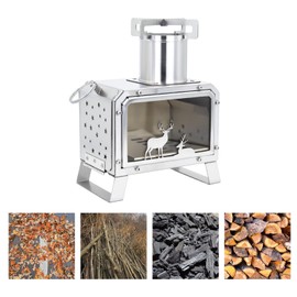 Portable Wood Burning Fire Stove Outdoor Camping Stove for Backpacking BBQ Hiking Picnic Cooking Stainless Steel