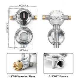 onlyfire RV Propane Regulator for Dual Tanks, 2 Stage Auto Changeover LP Propane Gas Regulator with 2PCS 18 Inch Pigtails Propane Hoses for RVs, Vans, Trailers
