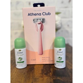 Athena Club Razor Kit In Coral W/ 2 Dove Advanced Care 72H Travel Sprays 1oz