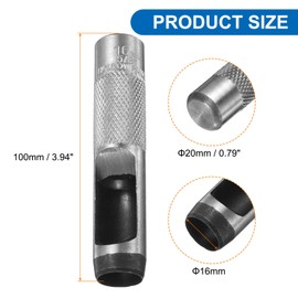 HARFINGTON Leather Round Hole Punch, 16mm Hollow Hole Puncher Cutter Carbon Steel Circle Hole Punching Cutting Tool for Belt/DIY Leather Craft