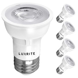 LUXRITE PAR16 LED Bulb, 5.5W (50W Equivalent), 4000K Cool White, 450 Lumens, Dimmable Spot Light, Enclosed Fixture Rated, 40° Beam Angle, ETL, Damp Rated, E26 Medium Base (4 Pack)