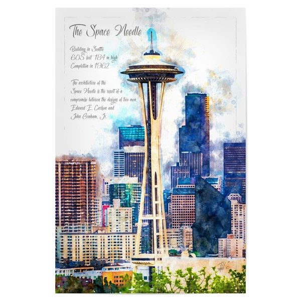 artboxONE Poster 30 x 20 cm Cities Space Needle Seattle