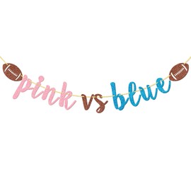 Pink Vs Blue Football Banner, Pre-strung Football Gender Reveal Party Banner, Baby Shower Decorations