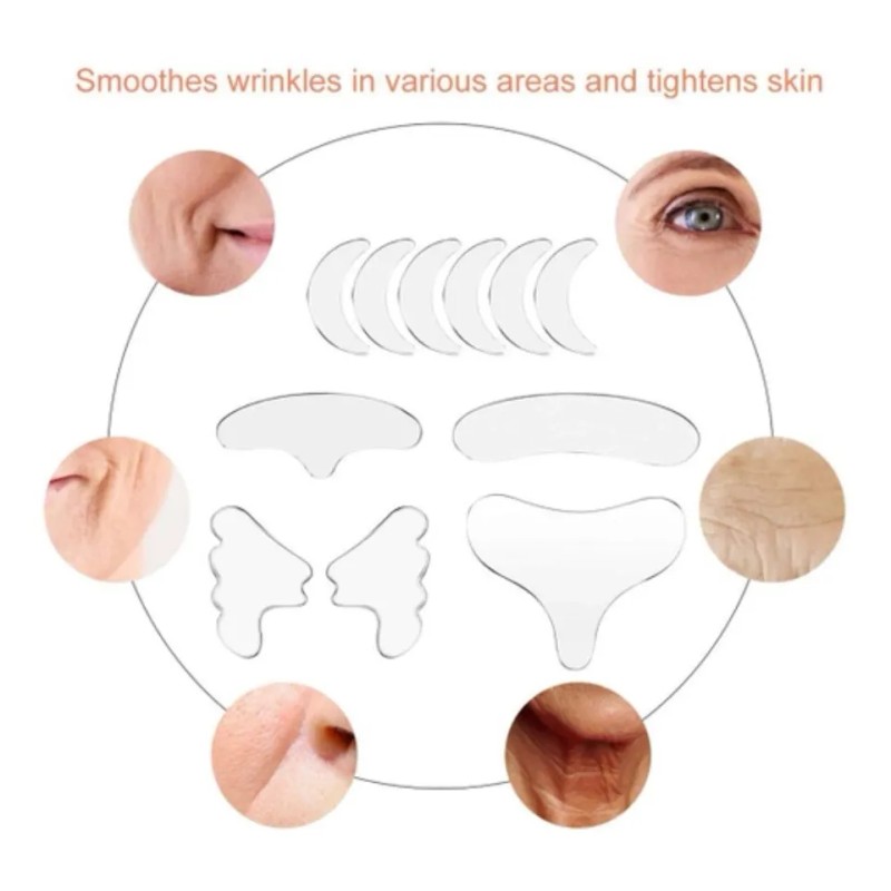 11 Piezas De Silicona Facial Antiarrugas Parche Se Puede Reu