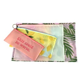 TOOT Garden Party Ripstop Nylon Zip Top Travel Pouches Set of 4, Multi