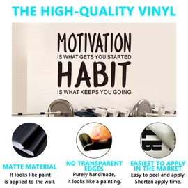 AnFigure Office Quotes Wall Stickers: Inspirational Gym Vinyl Art Wall Decals for Garage Classroom School Workspaces - Motivation is What Gets You Started 18"X15"