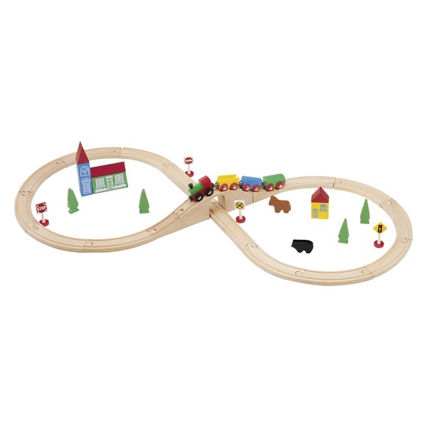 maxim enterprise, inc. Wooden Train Track Set, 37 Pieces Figure
