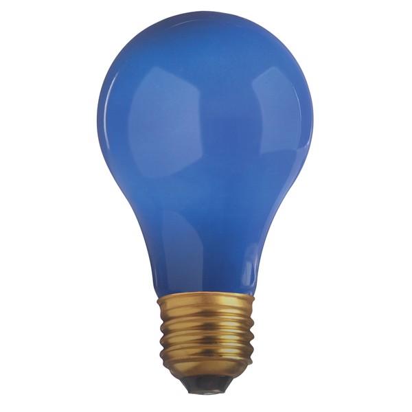Satco S6092 25 Watt A19 Incandescent Light Bulb, Ceramic Blue