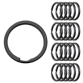 Pack of 20 Black Metal Flat Key Rings Key Rings Set Round Flat Key Rings 25 mm, Key Ring Small Key Ring Rings for DIY, Car Keys, Craft Ornaments