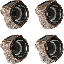 SunKite Solar Powered Rock Light, 4 Pack 10 LED Waterproof Garden Stone Lights Outdoor Landscaping Spotlights, Yard Patio Pathway Driveway Landscape Rock