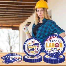 96PCS Labor Day Plates and Napkins Party Supplies Happy Labor Day Party Decorations Labour Day Weekend Holiday Disposable Tableware Set Serve 24 Guests