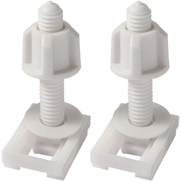 2 Pcs White Plastic Toilet Seat Bolts Nuts with Washers
