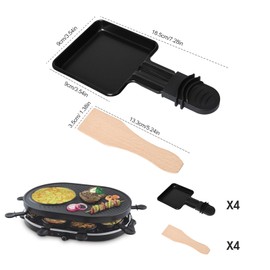 4 Pack Mini Grill Cheese Non-Stick Pan,3.54 * 3.54inchs Square Raclette Cheese Melting Pan,with 4 Pcs Wooden Spatulas,Egg Frying Pan