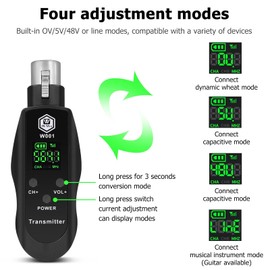 UHF Wireless XLR Transmitter and Receiver with 48V Power Supply,Rechargeable Mic Adapter 16 Channels 196ft Range for Dynamic/Condenser Mics,Audio Mixer,Electric Guitar Bass,PA System