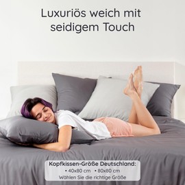 Cushion Cover Set, Dark Grey, Pillowcase 80 x 80 cm, Bamboo Cushion Cover, Cooling Pillow, Allergy Cushion Cover, Sustainable, Bed Linen, Grey, Anti Dust Mite Bambaw