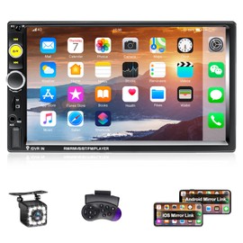 AMPrime Double Din Car Stereo Radio with Bluetooth 7” Touch Screen FM Receiver MP5 Car Player Support Mirror Link for Phone + Backup Camera/Steering Wheel Control