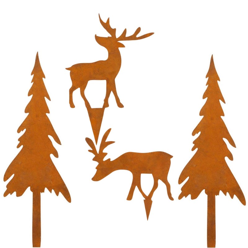 Storm's Gartenzaubereien Elk Christmas Decoration Set of 4 with Fir