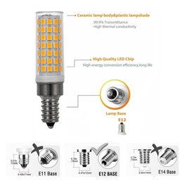 OMTO E12 LED Candelabra Bulbs ETL AC120V 7W C7 Bulb Equivalent to Halogen Bulb 60W T6 E12 Base E12 Light Bulbs for Ceiling Fan, Chandelier Lighting Wall Sconces (2, Warm White 2700K)