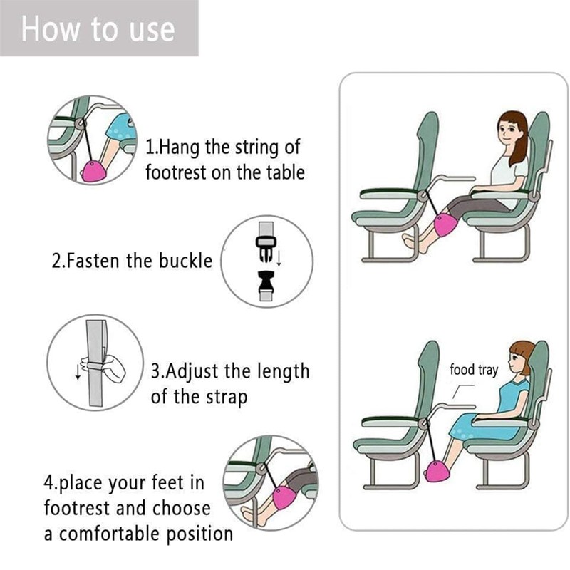 Yeanifeana Portable Airplane Foot Rest for Travel - Adjustable Height