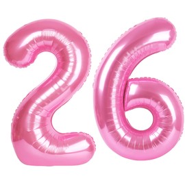 40 Inch Pink Number 26 Digital Balloon,Jumbo Mylar Foil Helium Balloon for 26 Balloons for Birthday Party,Wedding Anniversary Party Decorations