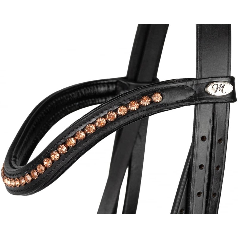 Marengos Comfort Rosemary Snaffle Bridle Black - Rose Gold Warmblood