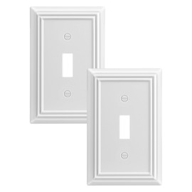 DEWENWILS Single Toggle Wall Plates, White Metal Light Switch Cover Plates, 4.92" x 3.14" Outlet Wall Plates, Switch Plate Covers for Home Decor, 2 Pack