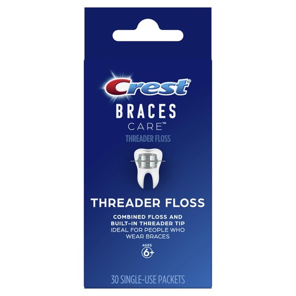 Crest Braces Care by Threader Floss, (30) Single-Use Packets